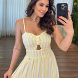 Vestido Bojo Midi Feminino - Amarelo