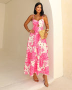 Vestido Bojo Midi Feminino - Rosa