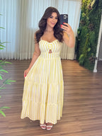 Vestido Bojo Midi Feminino - Amarelo