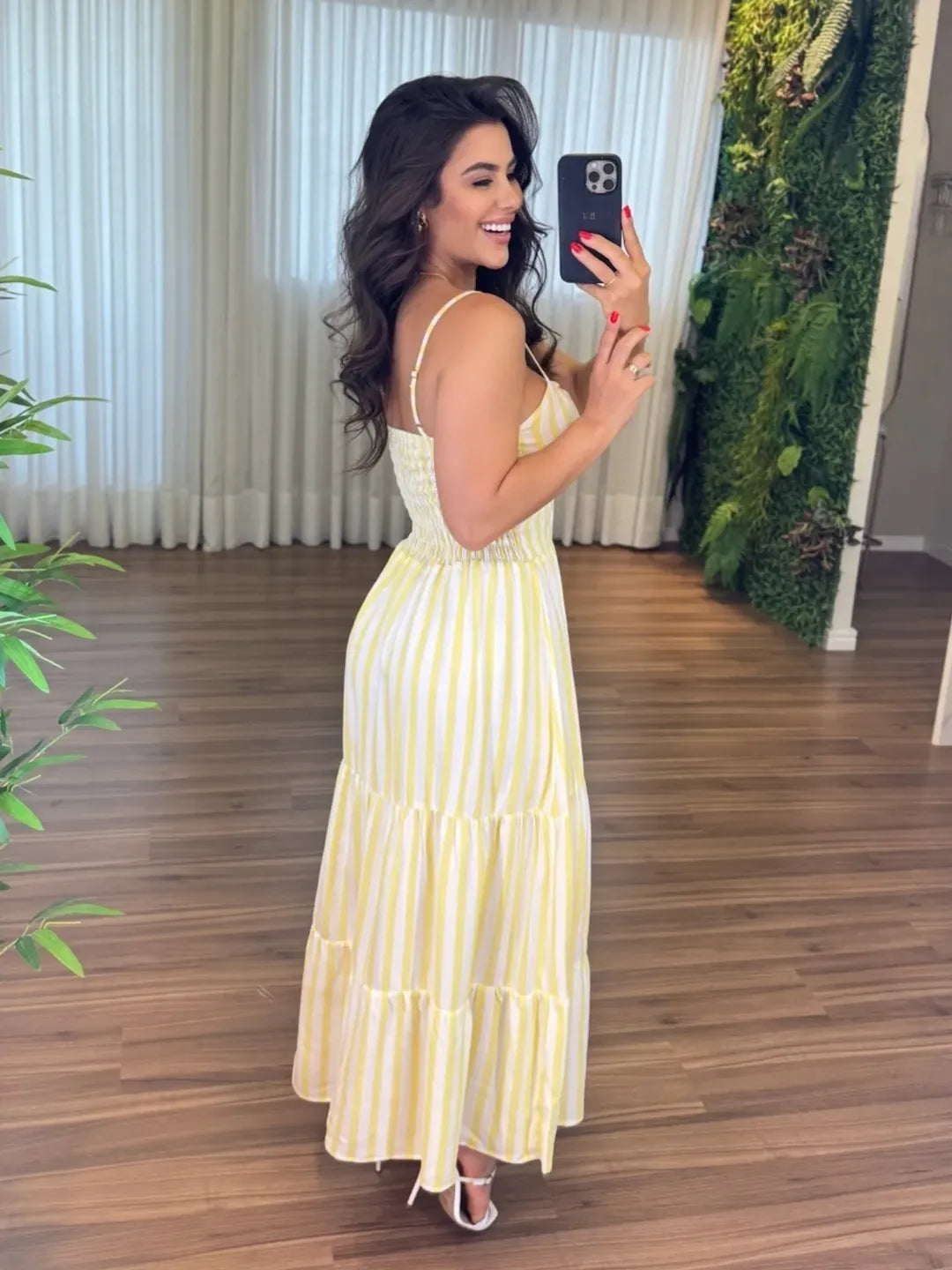 Vestido Bojo Midi Feminino - Amarelo