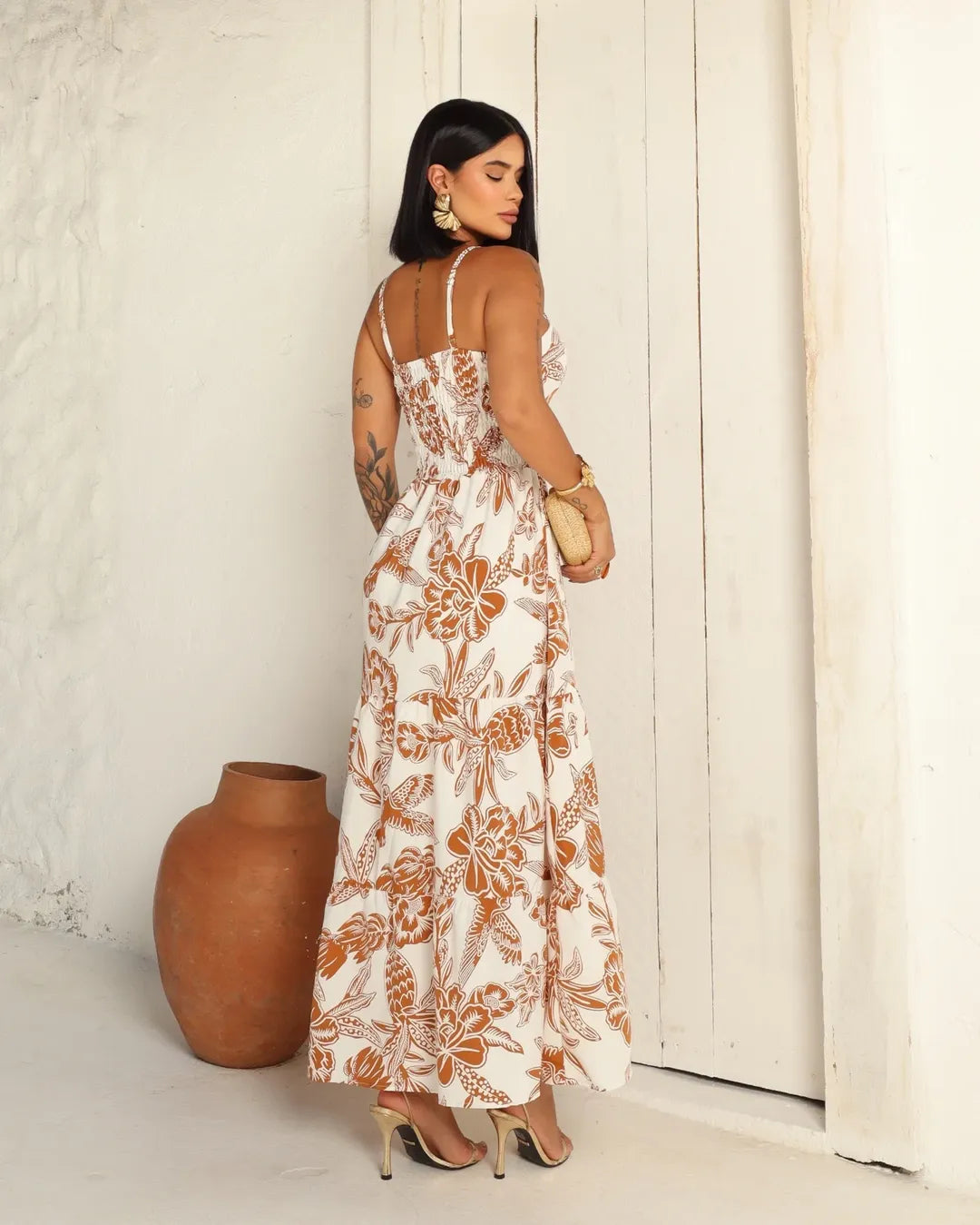 Vestido Bojo Midi Feminino - Caramelo