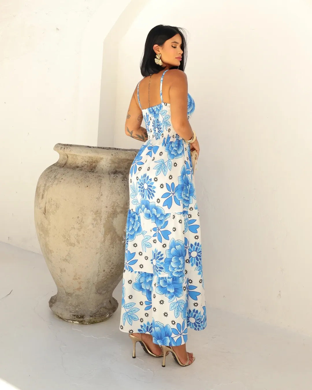 Vestido Bojo Midi Feminino - Azul Claro