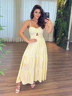Vestido Bojo Midi Feminino - Amarelo