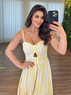 Vestido Bojo Midi Feminino - Amarelo
