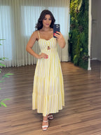 Vestido Bojo Midi Feminino - Amarelo