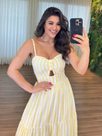 Vestido Bojo Midi Feminino - Amarelo