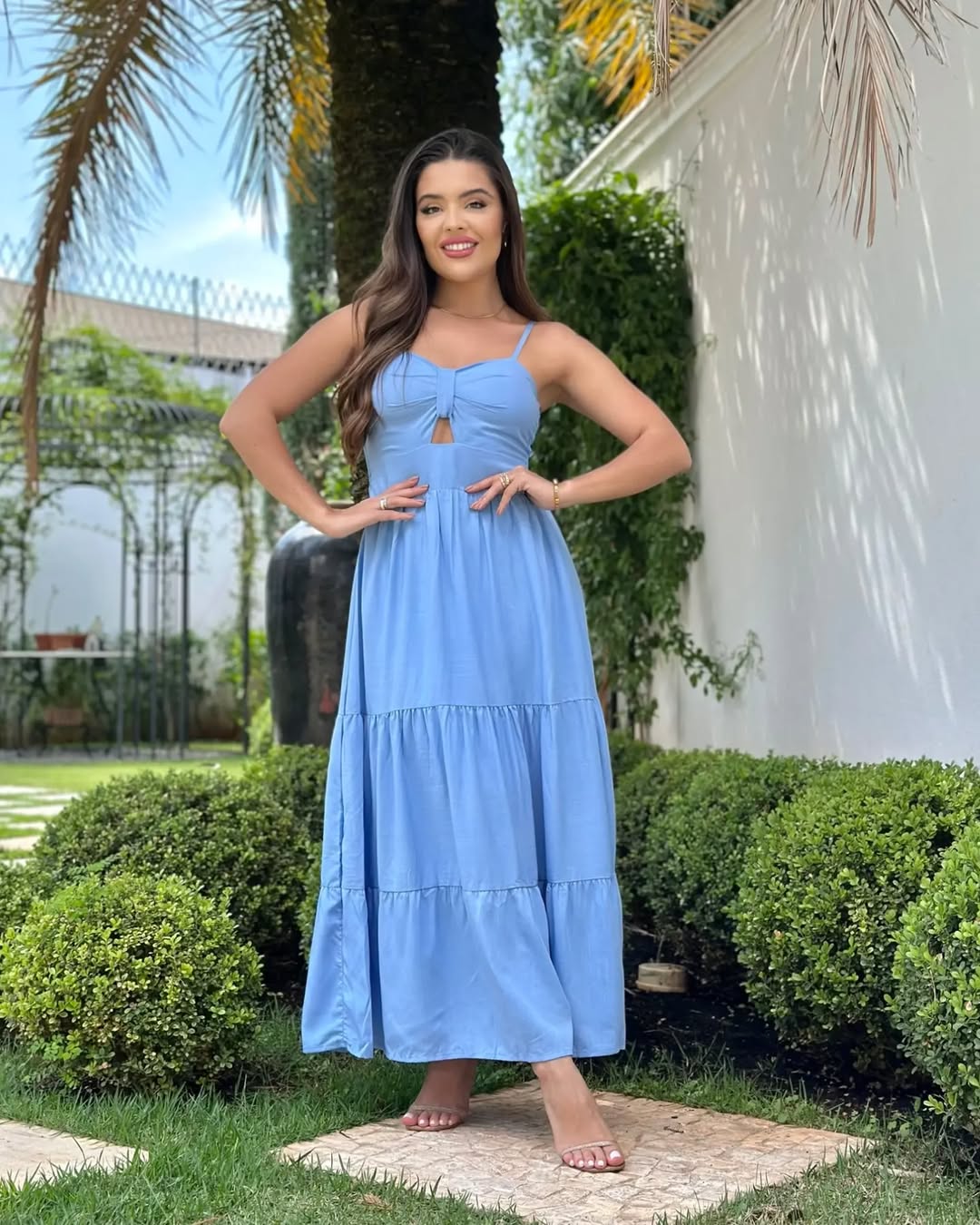 Vestido Bojo Midi Feminino - Azul Claro