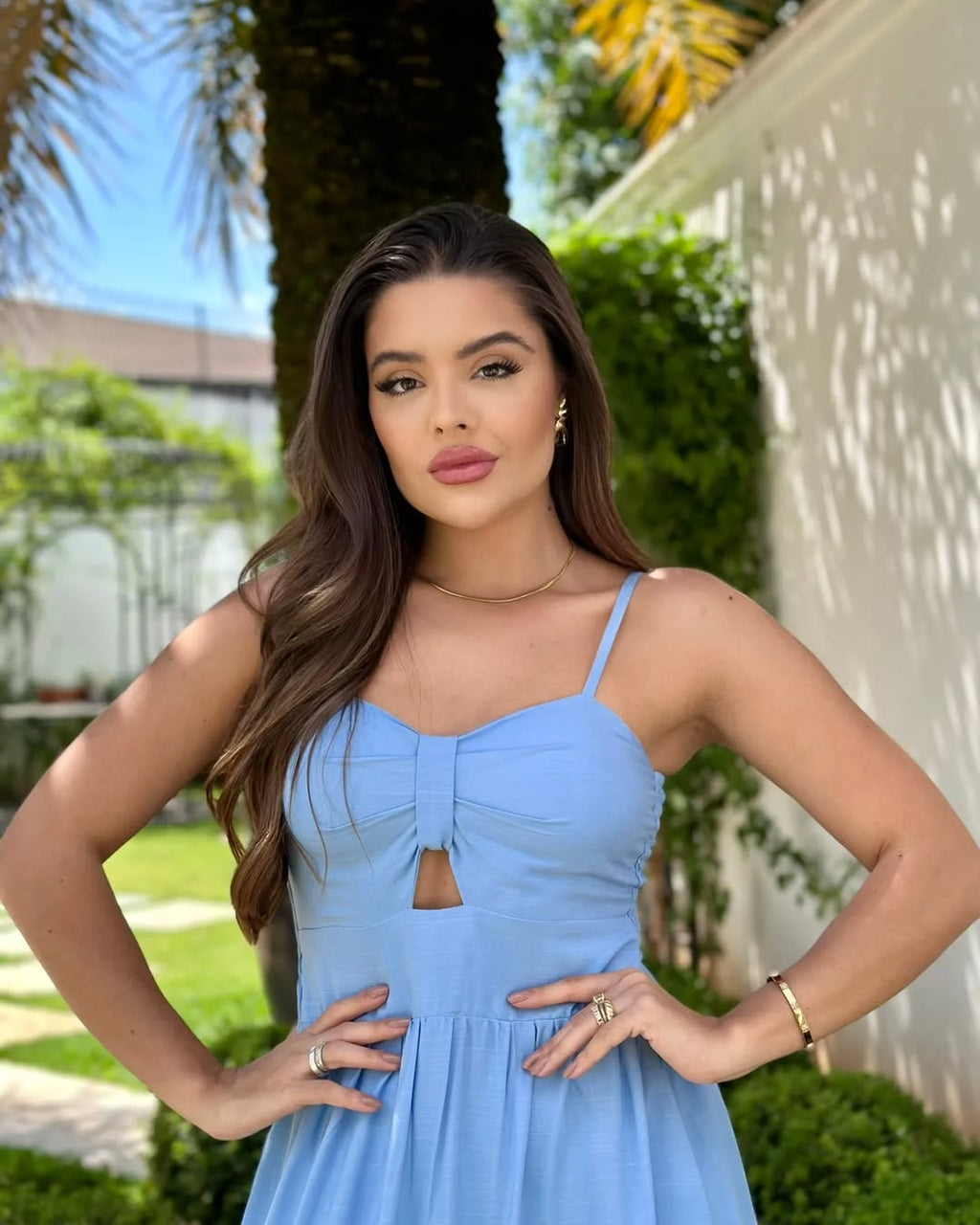 Vestido Bojo Midi Feminino - Azul Claro