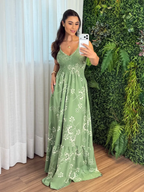 Vestido Decote V Feminino - Verde