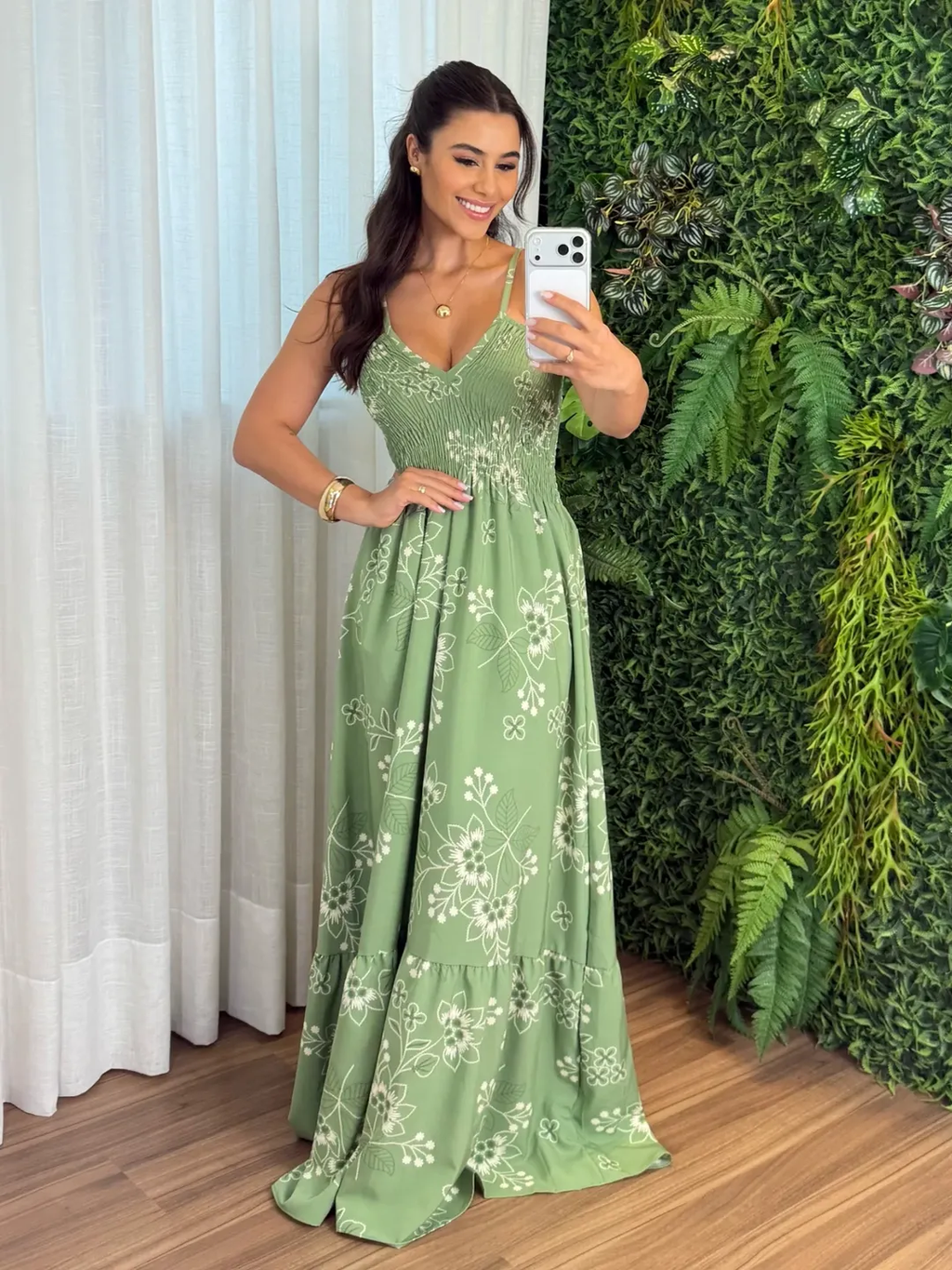 Vestido Decote V Feminino - Verde