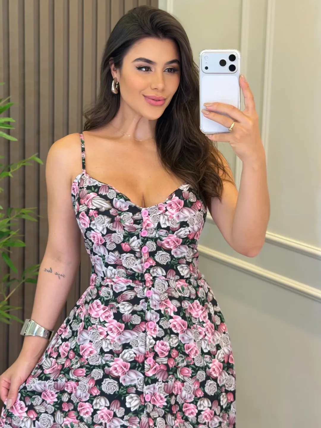 Vestido Inês Feminino - Cinza Floral