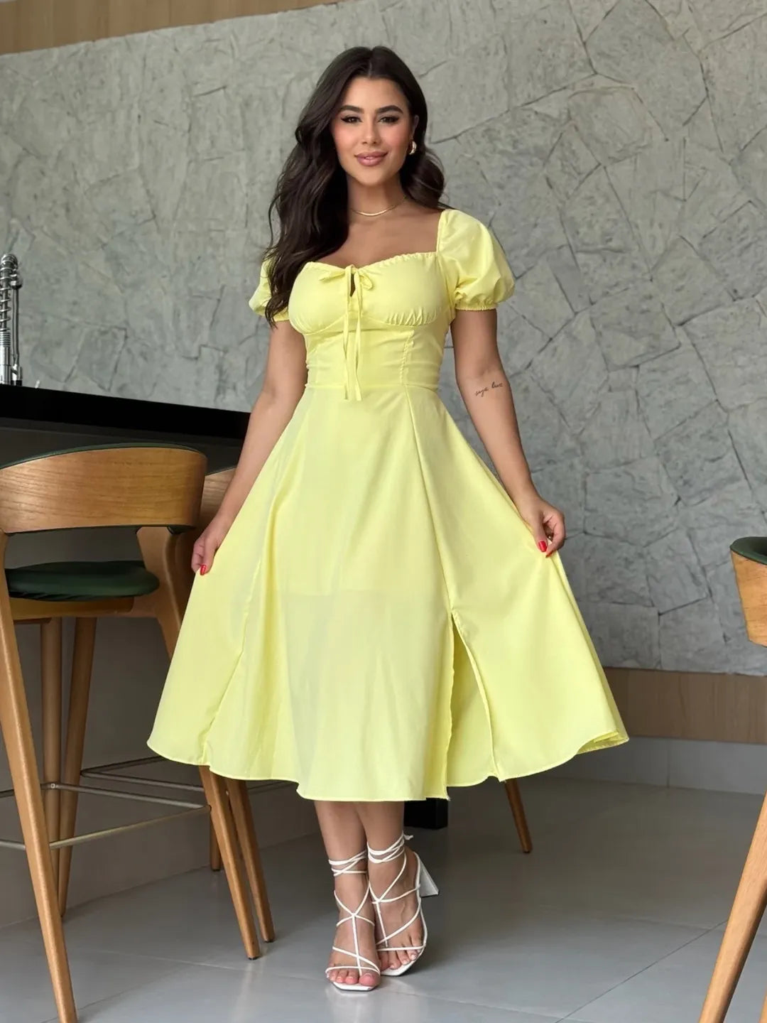 Vestido Olivia Feminino - Amarelo