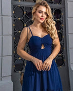 Vestido Bojo Midi Feminino - Azul Marinho