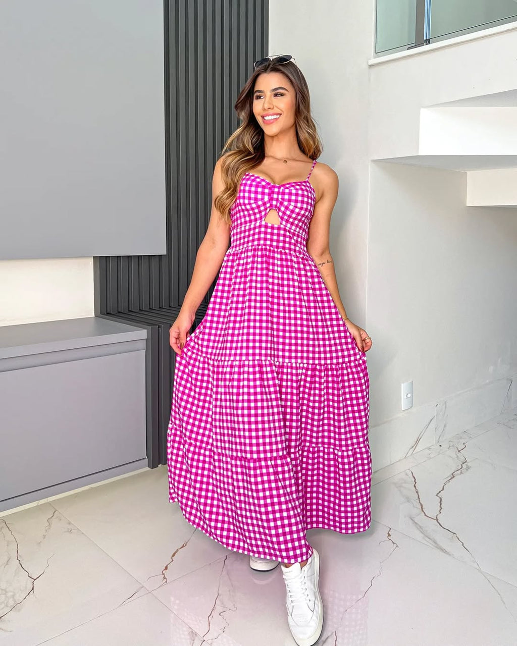 Vestido Bojo Midi Feminino - Fúcsia