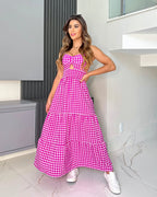 Vestido Bojo Midi Feminino - Fúcsia