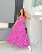 Vestido Bojo Midi Feminino - Fúcsia