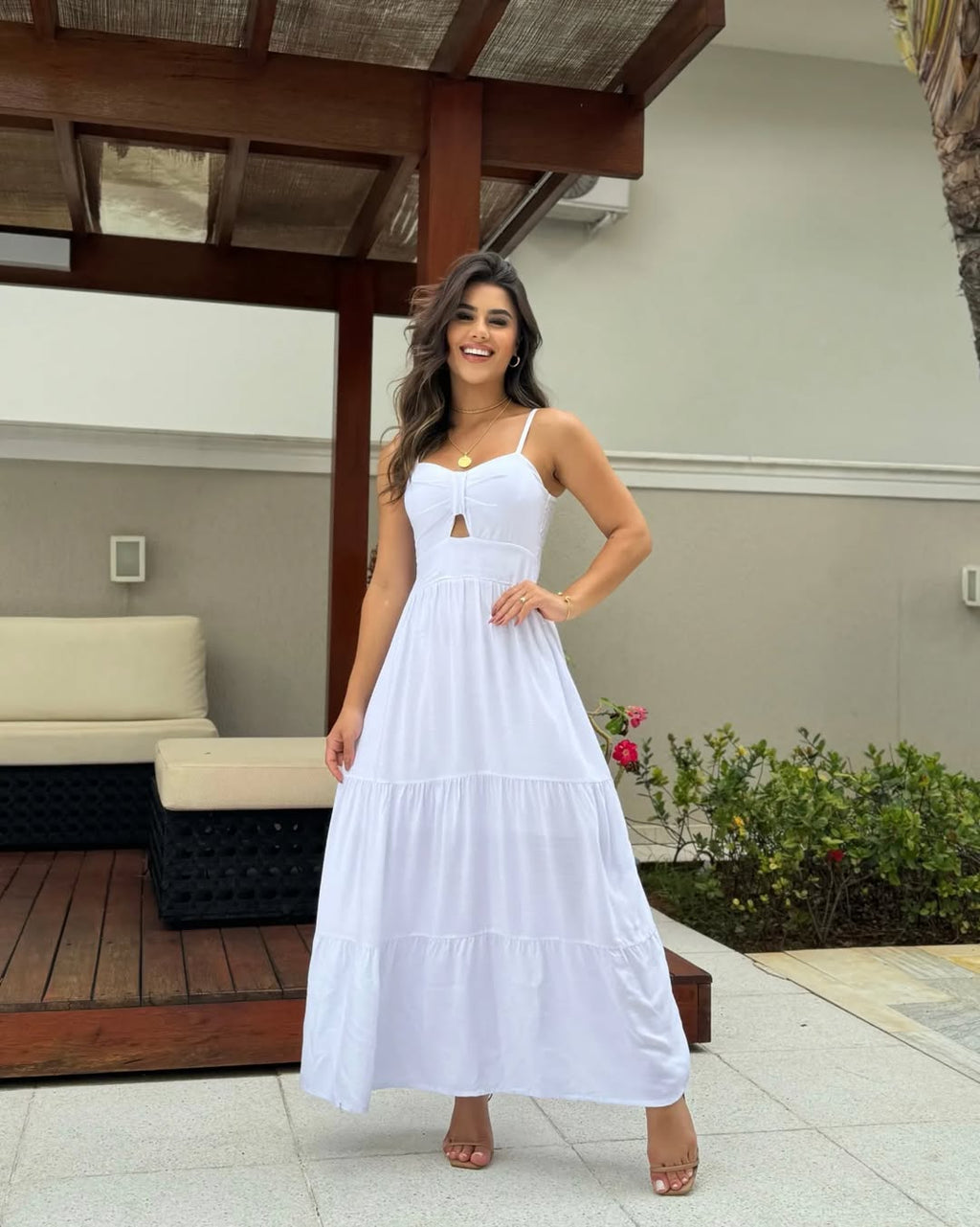 Vestido Bojo Midi Feminino - Branco