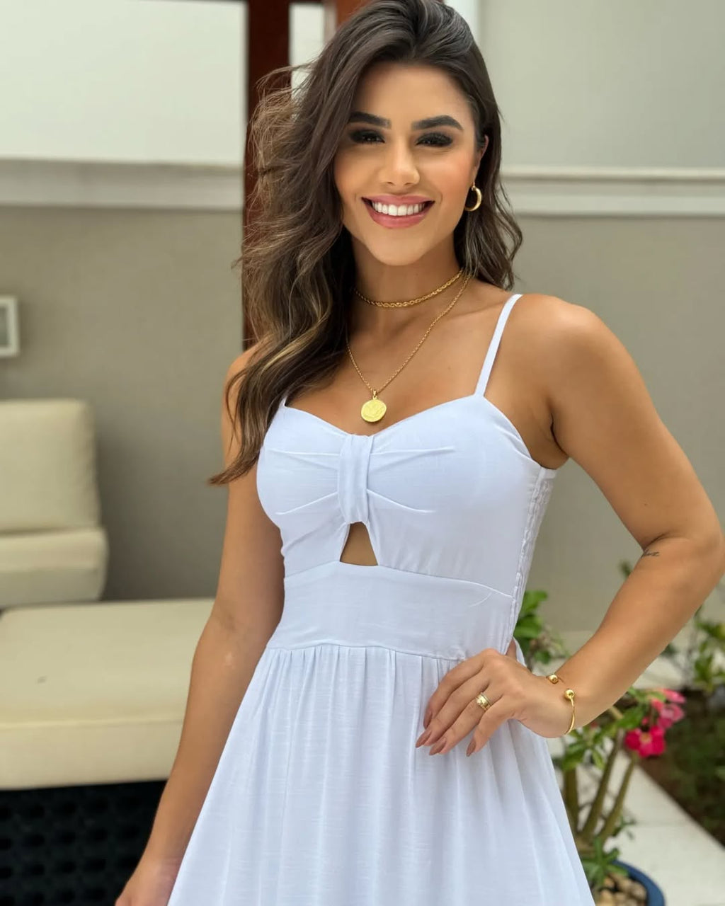 Vestido Bojo Midi Feminino - Branco