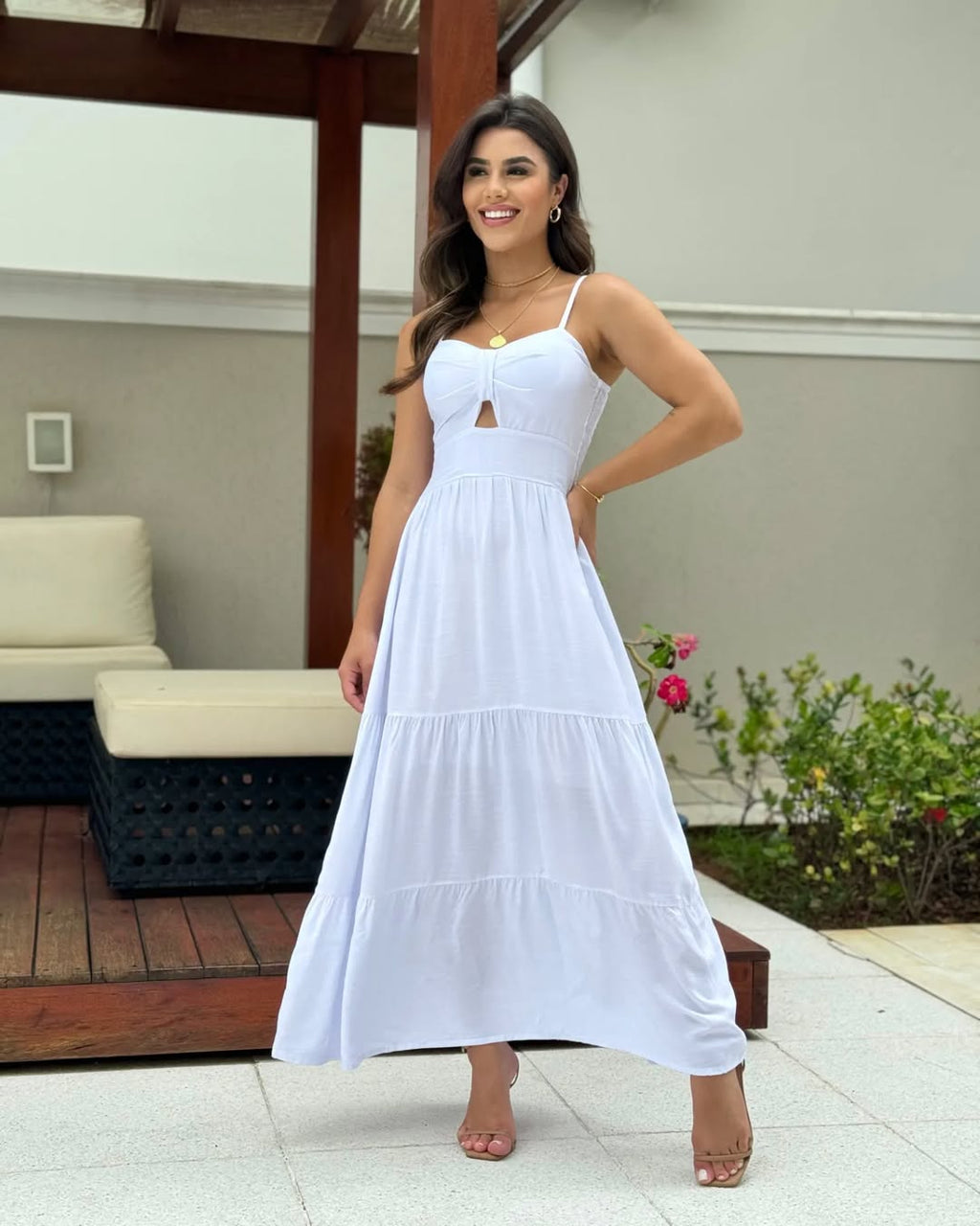 Vestido Bojo Midi Feminino - Branco