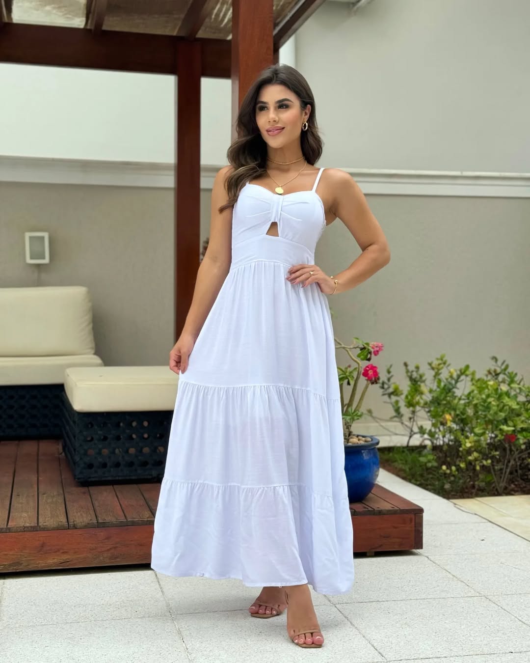 Vestido Bojo Midi Feminino - Branco