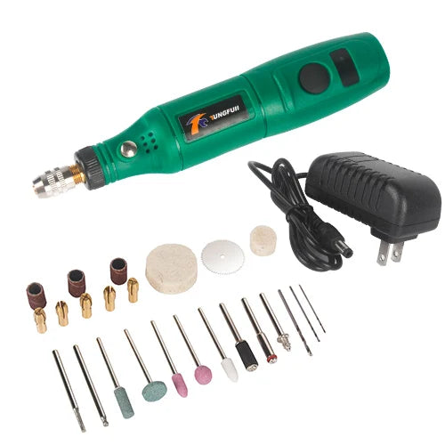 Kit de Gravação e Mini Furadeira Portátil Dremel TUNGFULL 18V | Ferramenta Elétrica de Alta Precisão