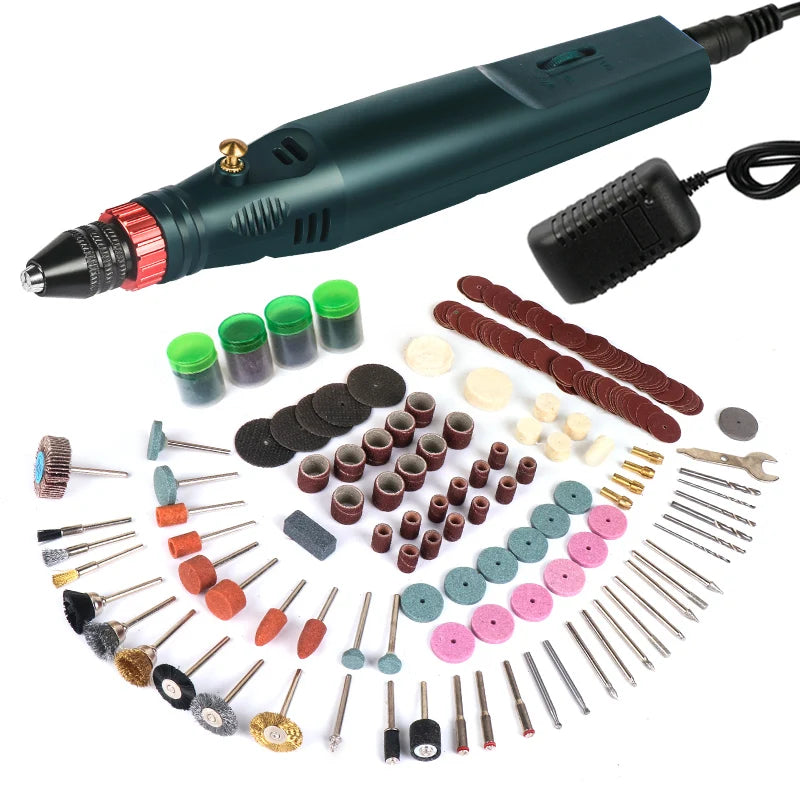 Kit de Gravação e Mini Furadeira Portátil Dremel TUNGFULL 18V | Ferramenta Elétrica de Alta Precisão