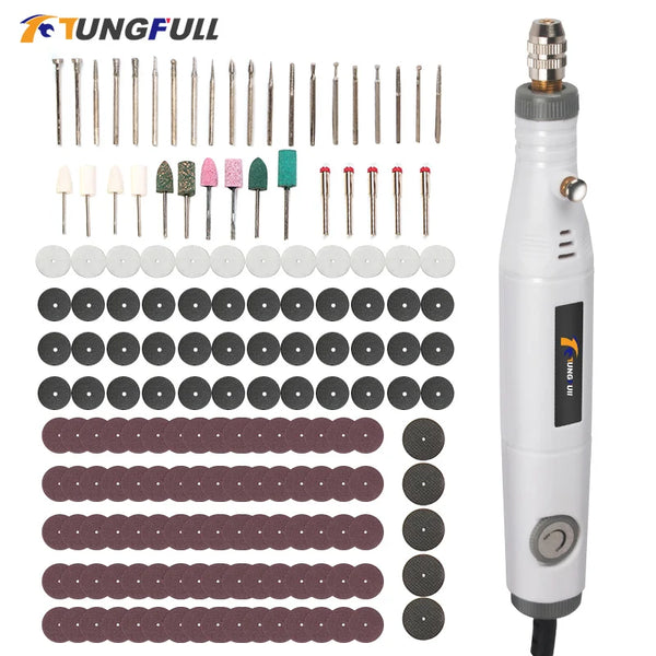 Kit de Gravação e Mini Furadeira Portátil Dremel TUNGFULL 18V | Ferramenta Elétrica de Alta Precisão