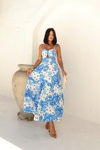 Vestido Floral Azul Farm Feminino - Azul Claro