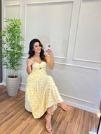 Vestido Mini Cereja Feminino - Amarelo