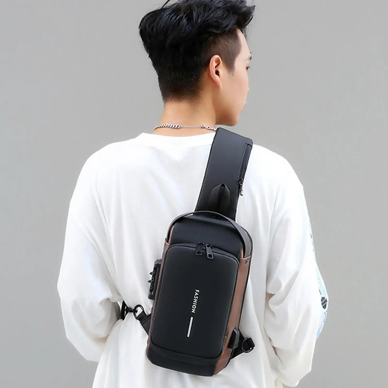 Bolsa Transversal Masculina Antifurto com USB – Ideal para Escola, Viagens e o Dia a Dia