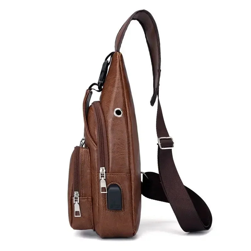 Bolsa Transversal Masculina com USB e Furo para Fone – Praticidade, Estilo e Segurança no Seu Dia a Dia