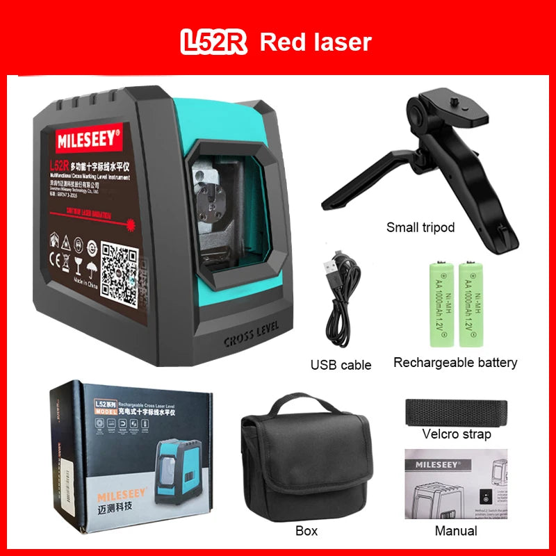 Nível Laser 2 Linhas MiLESEEY L52R / L52G / L62 – Precisão Profissional para Projetos de Alto Nível