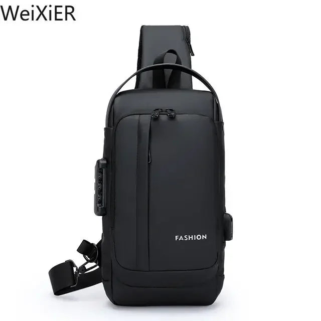 Bolsa Transversal Masculina Antifurto com USB – Ideal para Escola, Viagens e o Dia a Dia