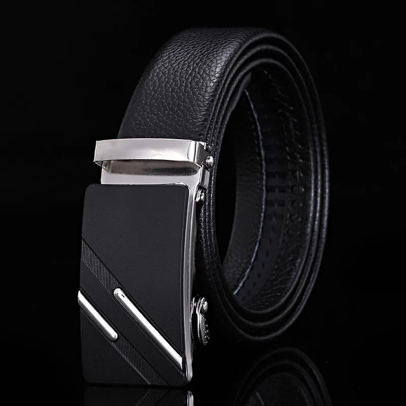 Cinto Masculino de Couro Legitimo com Fivela Automática – Luxo e Sofisticação para Homens de Estilo