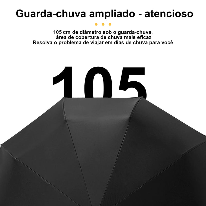 Guarda-Chuva Dobrável Automático com 10 Varetas e Luz LED – Proteção Contra Chuva, Vento e Sol