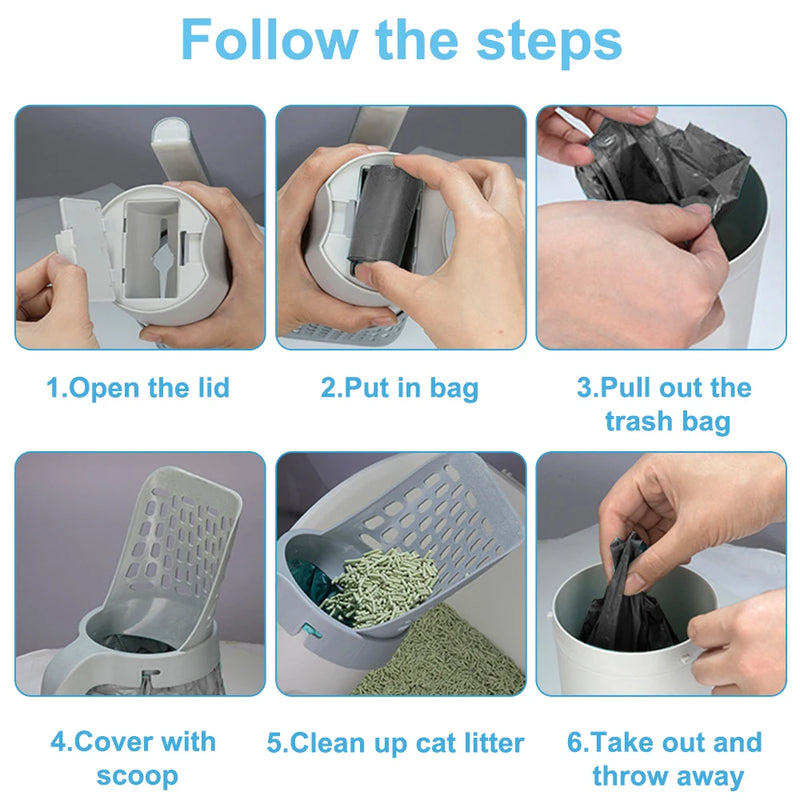 Cat Scoop 2 em 1 – Pá Higiênica com Dispenser Embutido | Praticidade e Higiene no Cuidado com Seu Gato