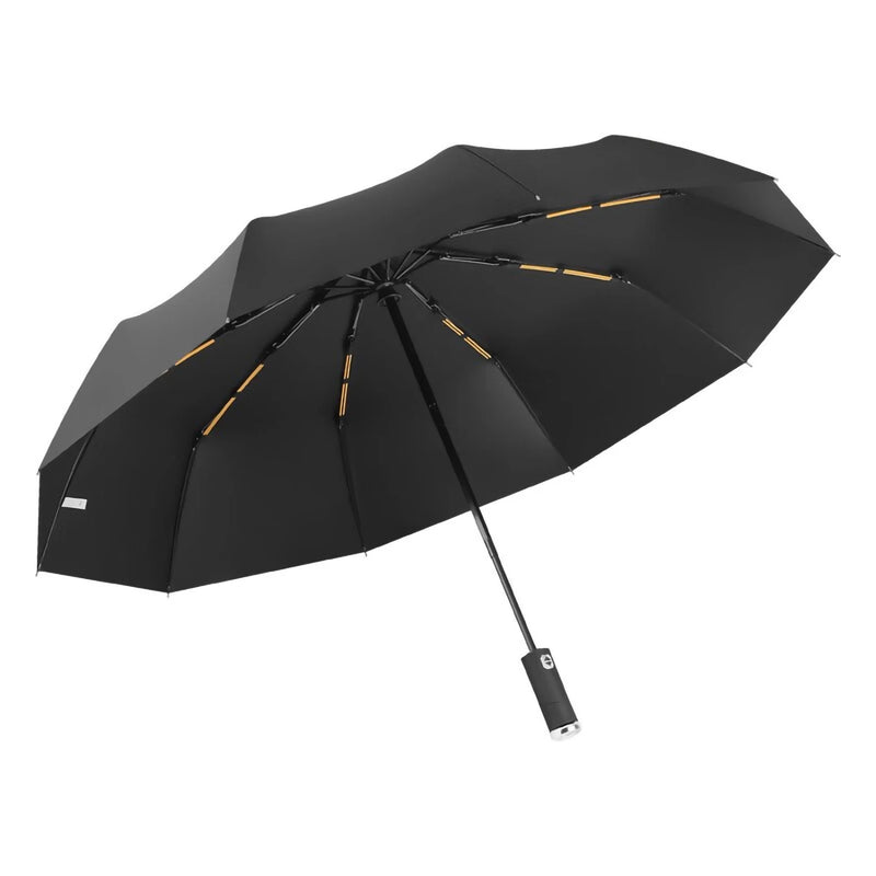 Guarda-Chuva Dobrável Automático com 10 Varetas e Luz LED – Proteção Contra Chuva, Vento e Sol