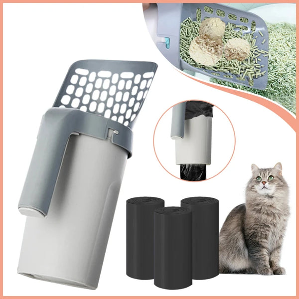 Cat Scoop 2 em 1 – Pá Higiênica com Dispenser Embutido | Praticidade e Higiene no Cuidado com Seu Gato