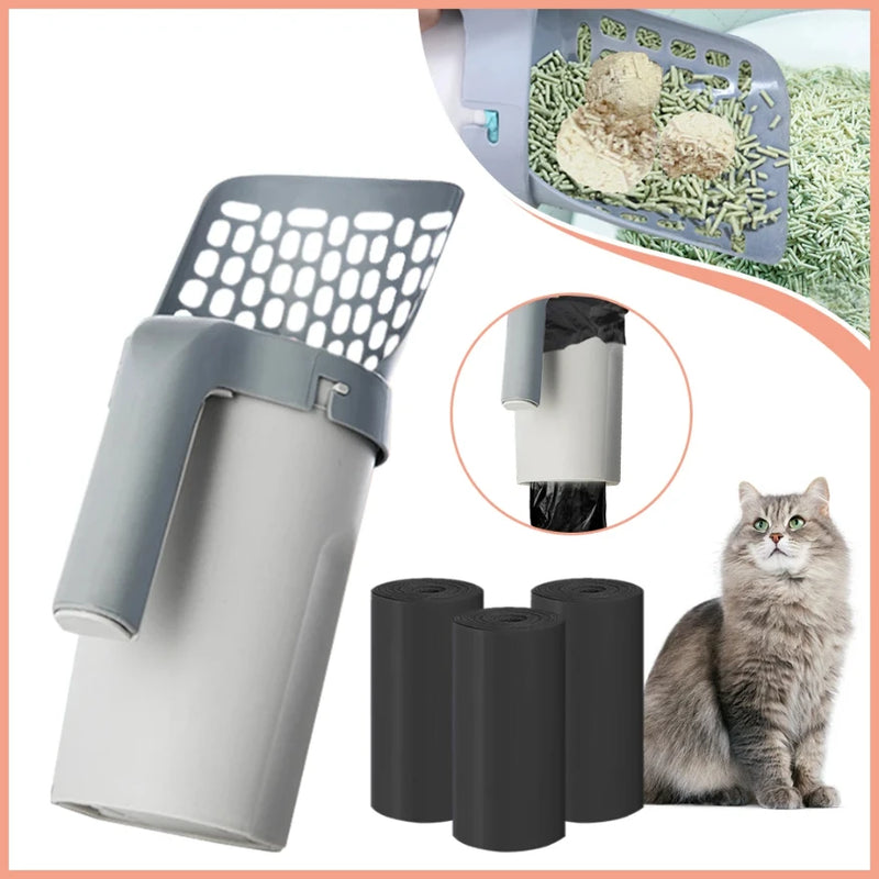 Cat Scoop 2 em 1 – Pá Higiênica com Dispenser Embutido | Praticidade e Higiene no Cuidado com Seu Gato