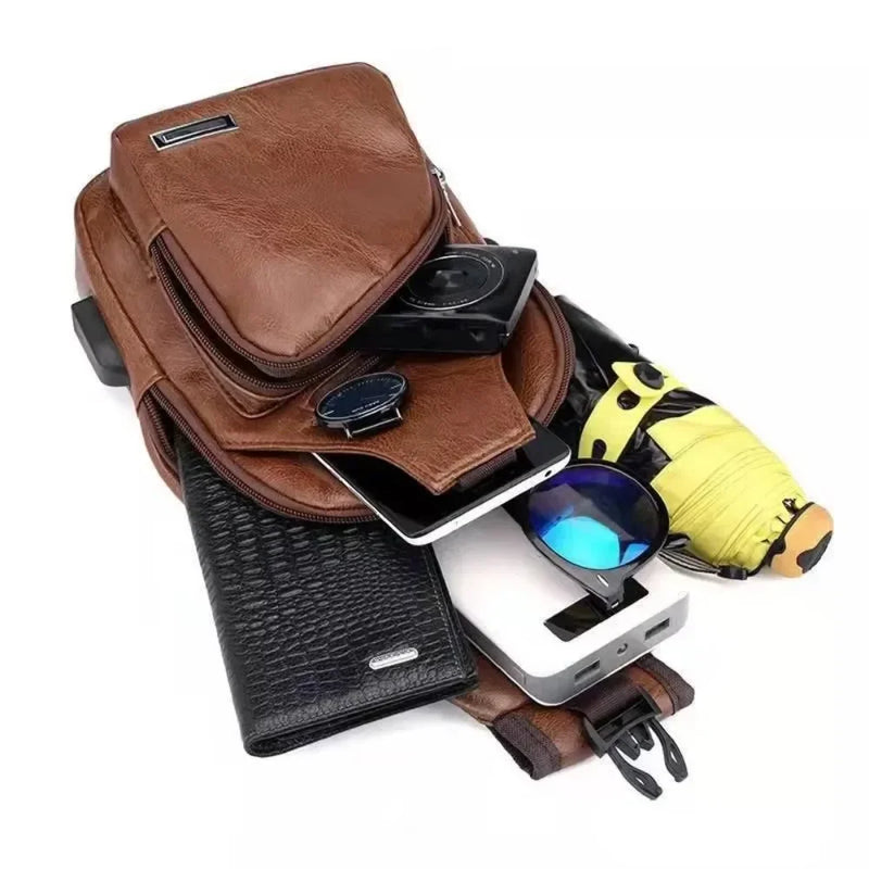 Bolsa Transversal Masculina com USB e Furo para Fone – Praticidade, Estilo e Segurança no Seu Dia a Dia