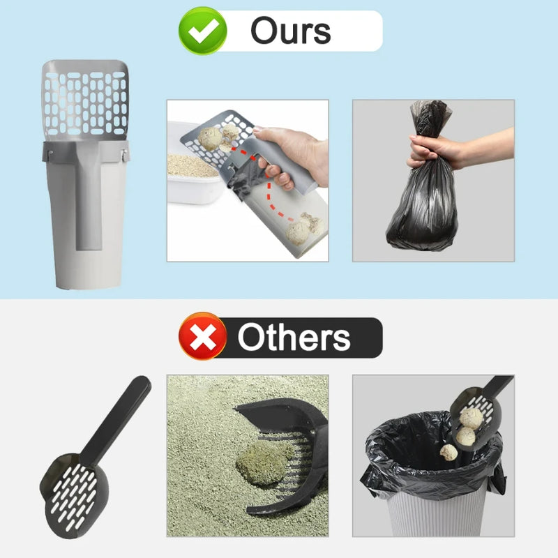 Cat Scoop 2 em 1 – Pá Higiênica com Dispenser Embutido | Praticidade e Higiene no Cuidado com Seu Gato