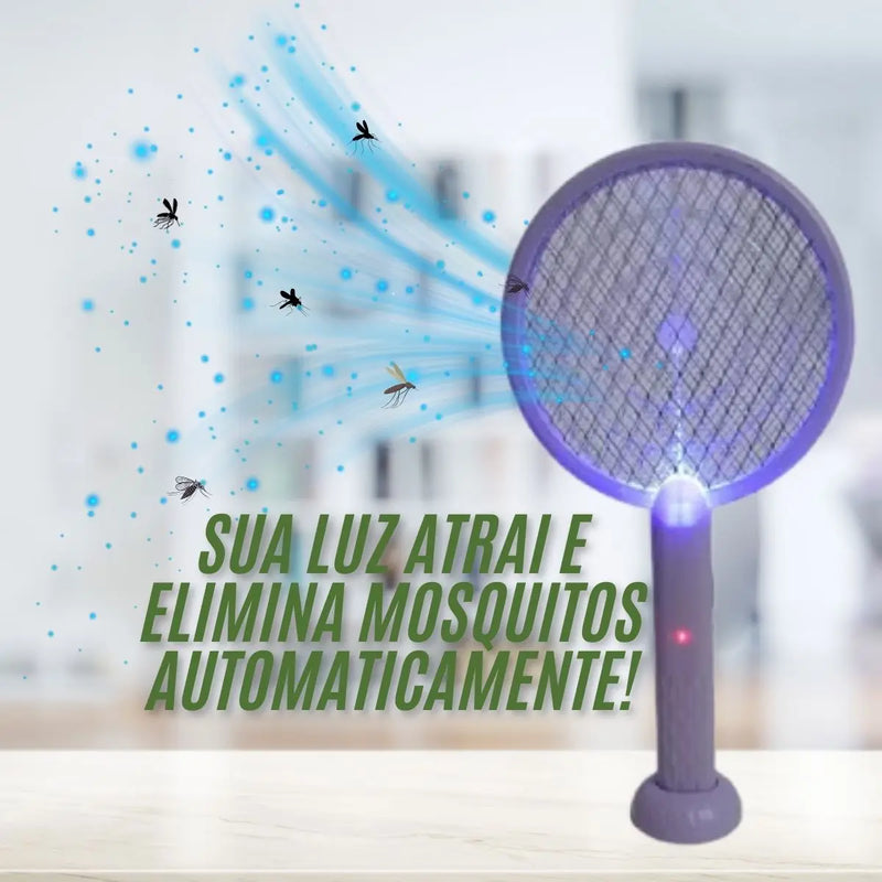 Raquete Elétrica Armadilha 2 em 1 Recarregável – Elimine Insetos com Praticidade e Segurança