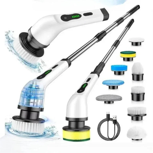 Escova de Limpeza Elétrica Rotativa Multiuso com Cabo Extensível 9 em 1 – Praticidade, Potência e Conforto na Palma da Sua Mão