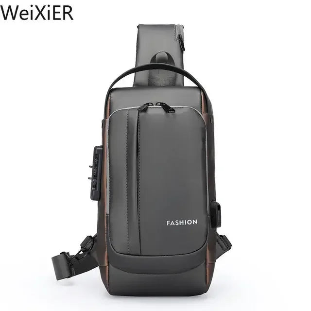 Bolsa Transversal Masculina Antifurto com USB – Ideal para Escola, Viagens e o Dia a Dia