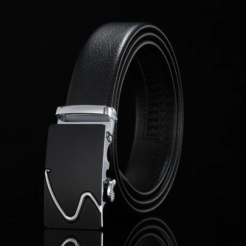 Cinto Masculino de Couro Legitimo com Fivela Automática – Luxo e Sofisticação para Homens de Estilo