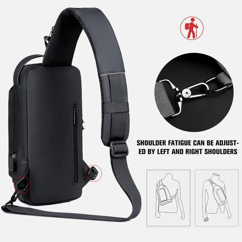Bolsa Transversal Masculina Antifurto com USB – Ideal para Escola, Viagens e o Dia a Dia