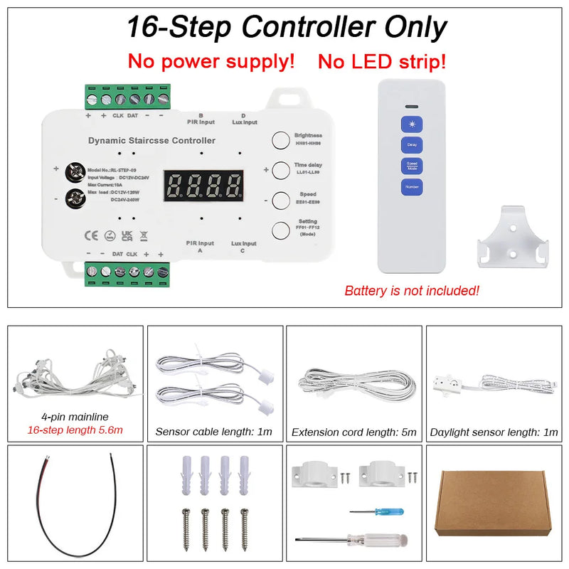 Luz de Escada com Controle Remoto – Sistema Inteligente com Sensor de Movimento e Fita COB LED 3000K