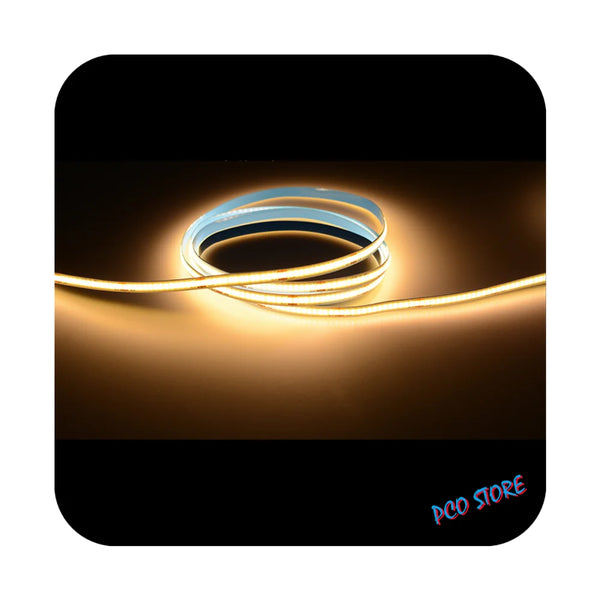 Fita LED COB 252 Leds/m 12V 5m – Branco Quente 3000K para Iluminação Contínua