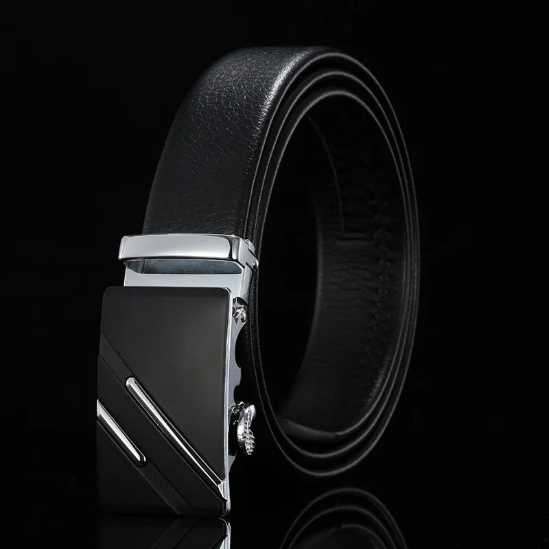 Cinto Masculino de Couro Legitimo com Fivela Automática – Luxo e Sofisticação para Homens de Estilo