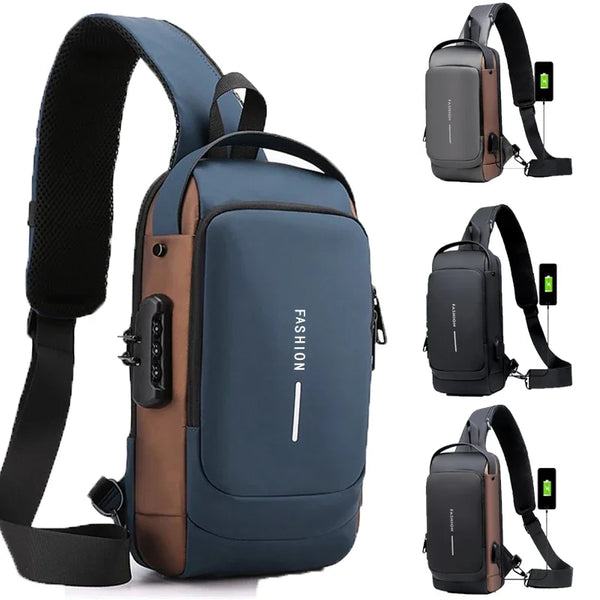 Bolsa Transversal Masculina Antifurto com USB – Ideal para Escola, Viagens e o Dia a Dia
